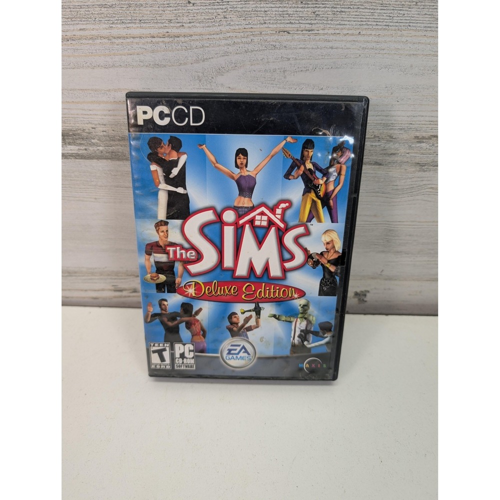 The Sims Deluxe Edition PC Game EA T Teen Disc Case Manual CIB 2 Disc Complete